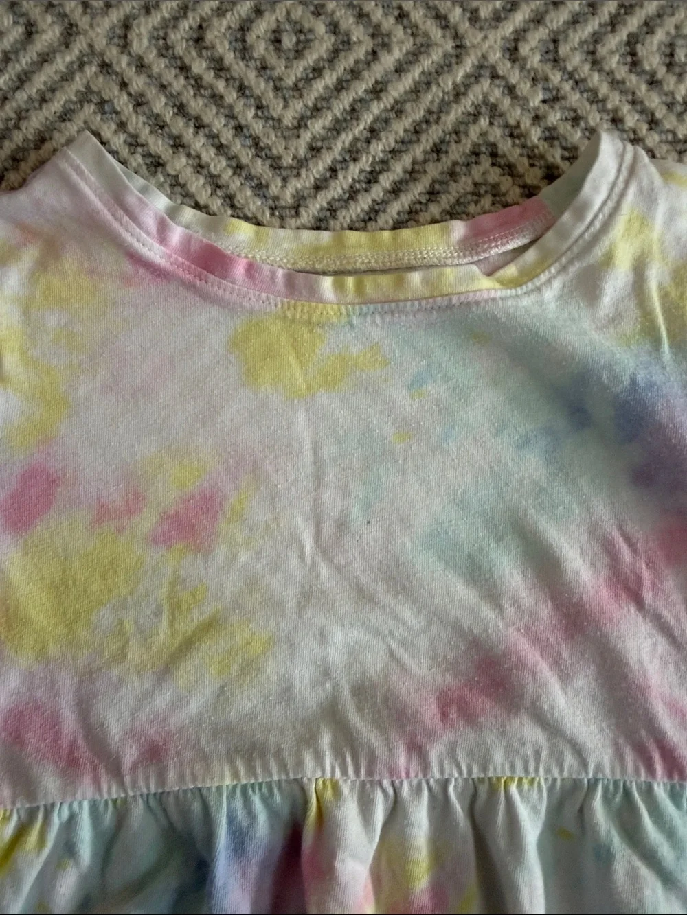 Old Navy Pastel Tie-Dye Pink Yellow Blue Short Sleeve Dress